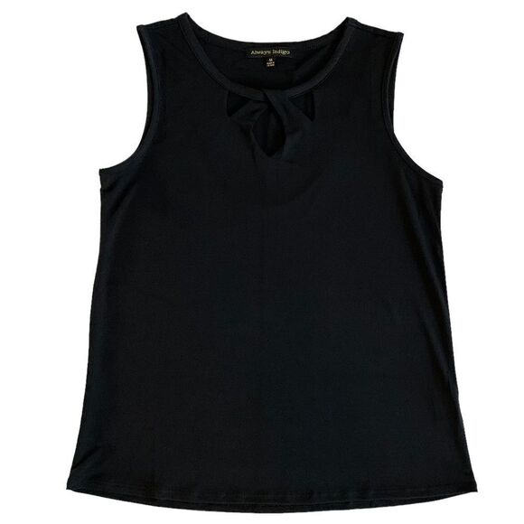 Always Indigo Women’s Black Contemporary Keyhole Neck Tank Top Size Medium - Picture 3 of 8